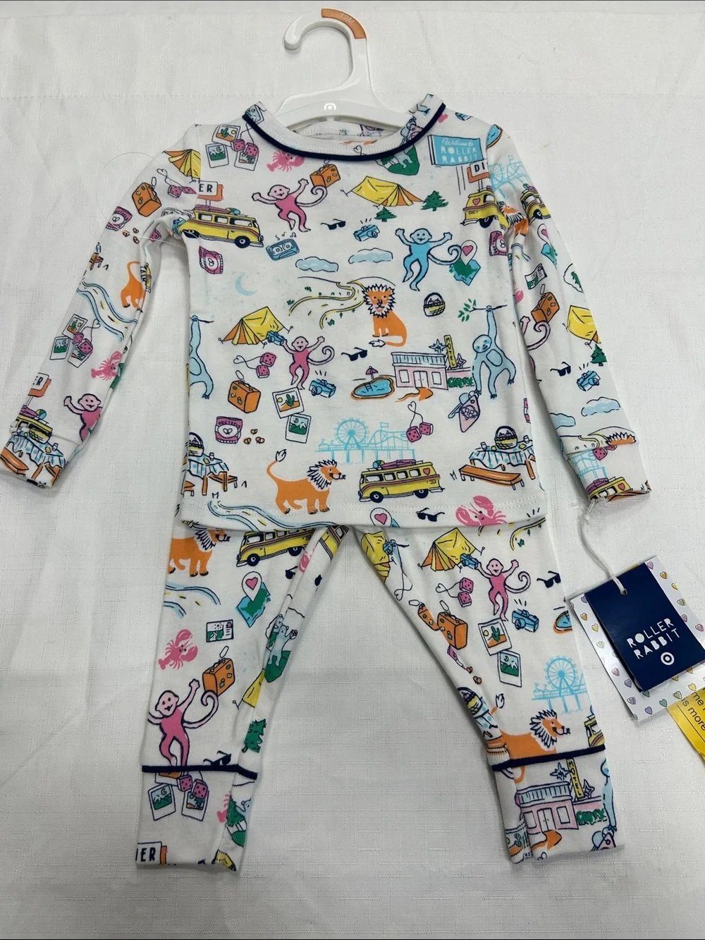 Roller Rabbit x Target Toddler White Multicolor Travel Print Pajama Set